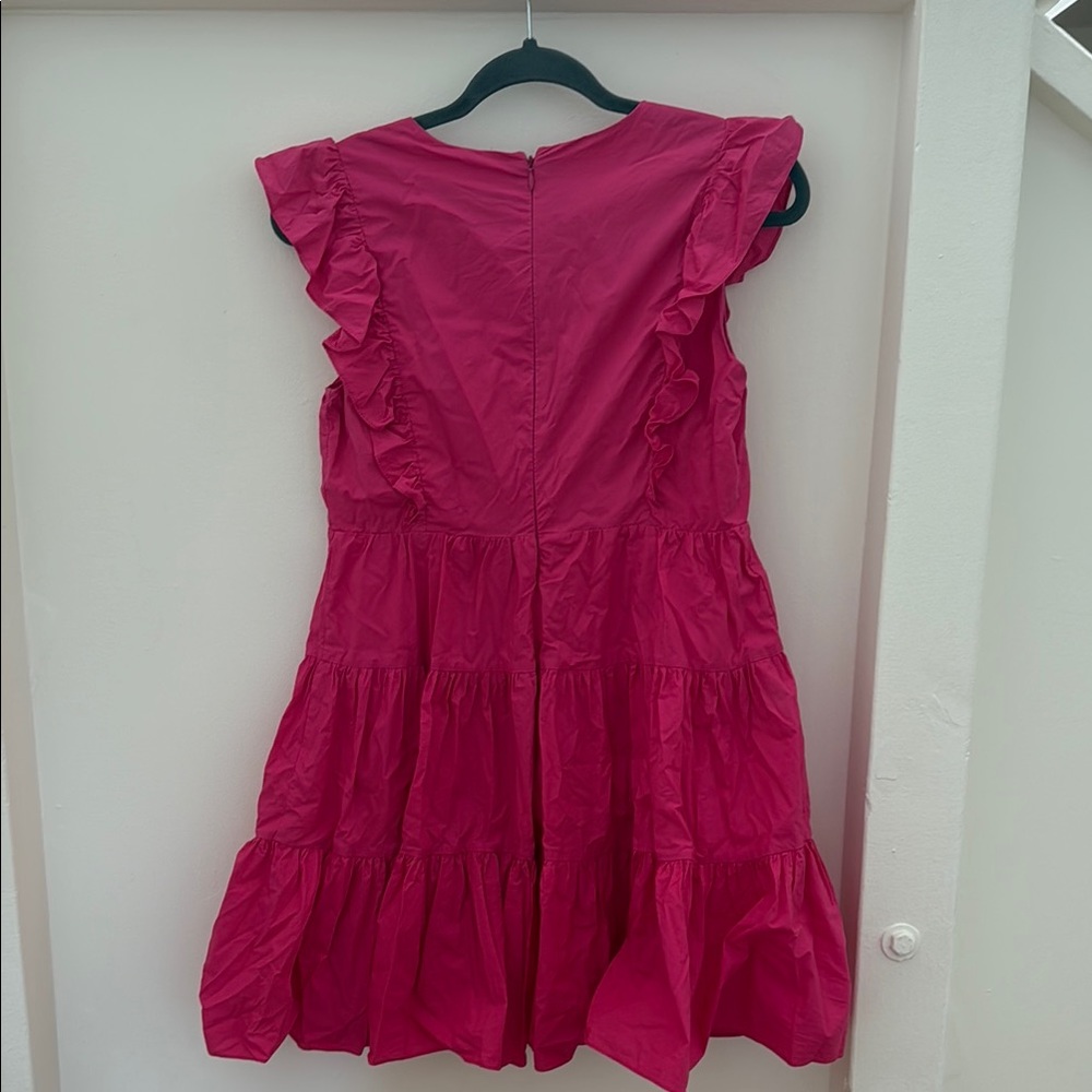Aqua Fuchsia Ruffle Mini Dress - Picture 4 of 4